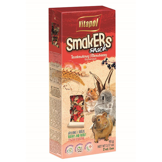 Vitapol Smakers Treat Sticks for Rodents & Rabbits - 2-Pack - Strawberry Recipe image number null