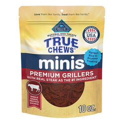 Blue Buffalo True Chews Minis Premium Dog Treats - Premium Grillers Made with Real Steak - 10 oz