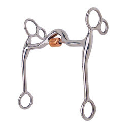 Toklat Stainless Steel Solid Shank Medium Port Bit with Curb Ring & Copper Roller