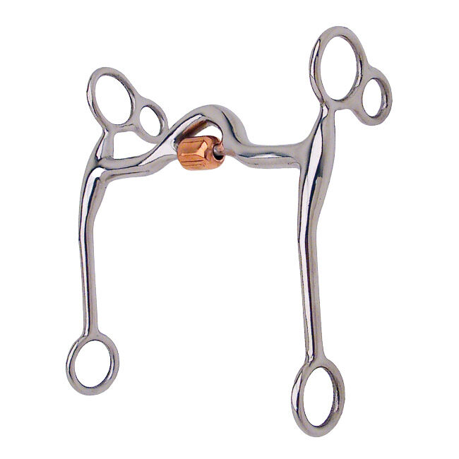 Toklat Stainless Steel Solid Shank Medium Port Bit with Curb Ring & Copper Roller image number null