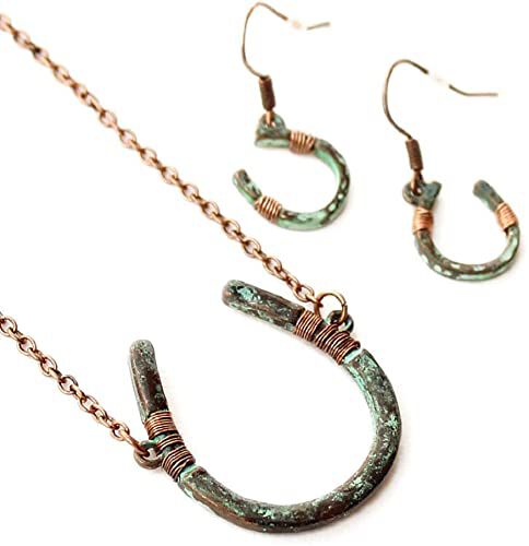 Horseshoe necklace sales and earring set