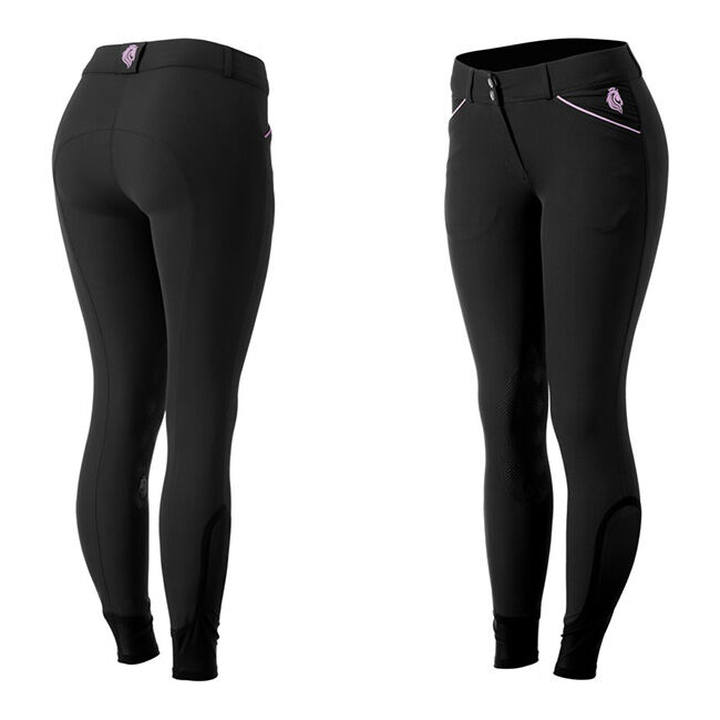 Equinavia Women's Astrid Silicone Knee Patch Breeches - Black/Orchid Mist image number null
