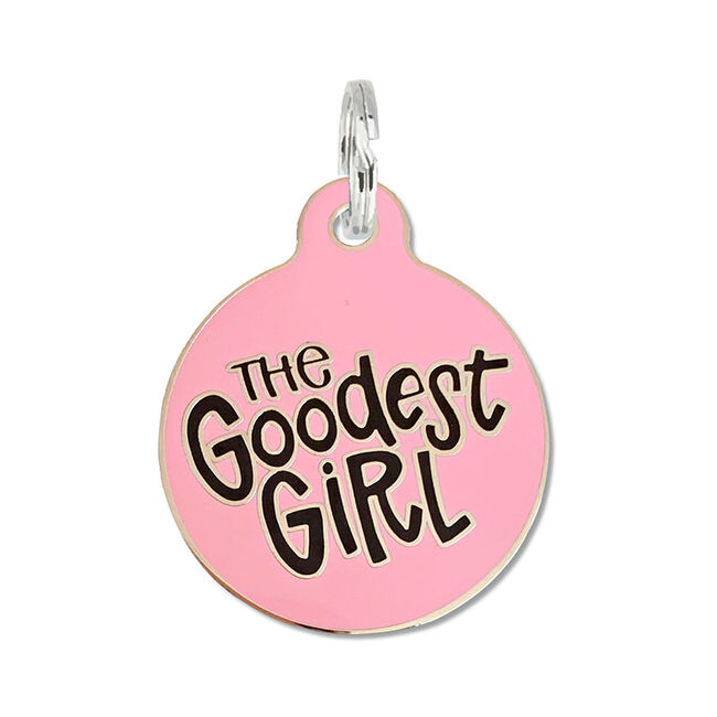 Bad Tags Dog ID Tag - The Goodest Girl - Pink image number null