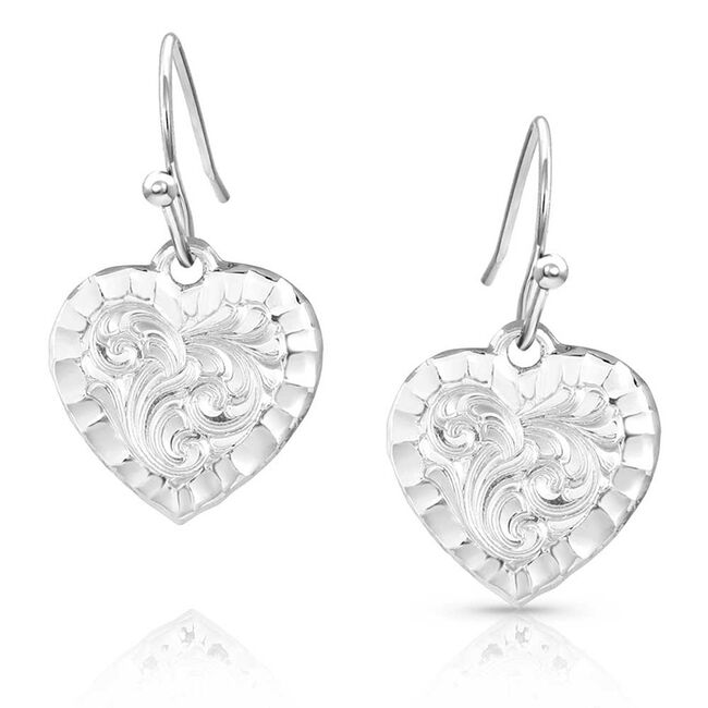 Montana Silversmiths Chiseled Heart Earrings image number null