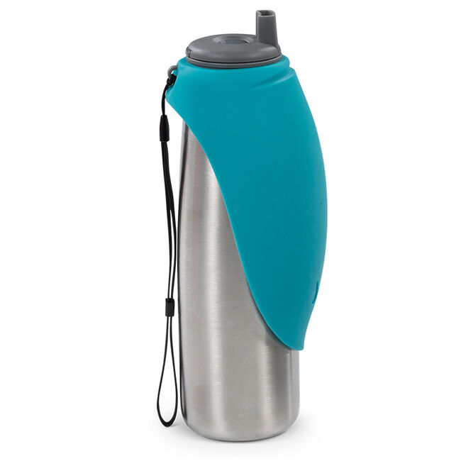 Messy Mutts Travel Water Bottle with Silicone Flip-Up Bowl - Closeout image number null