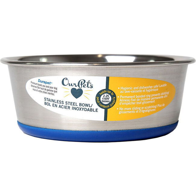 OurPets Durapet Premium Rubber-Bonded Stainless Steel Bowl image number null
