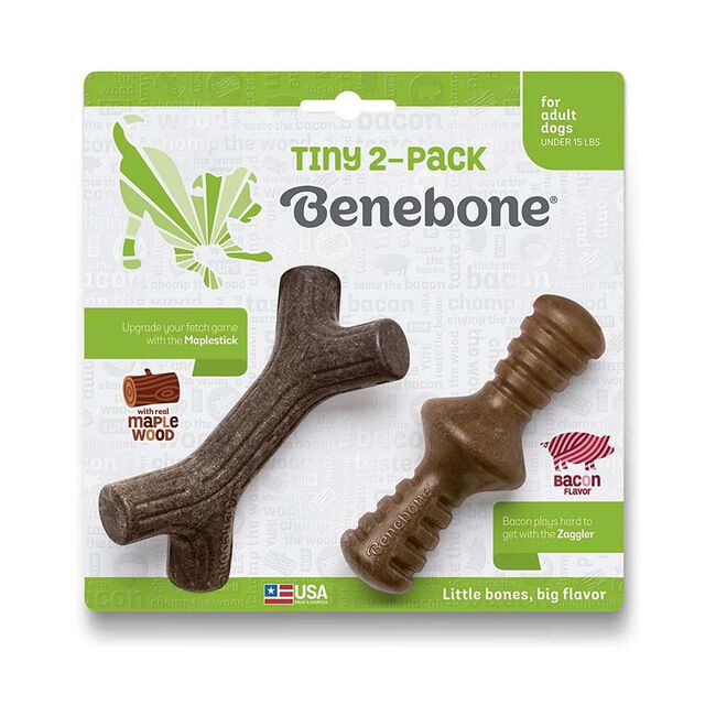 Benebone Tiny 2-Pack - Maple Wood and Bacon Flavor - Maplestick and Zaggler image number null