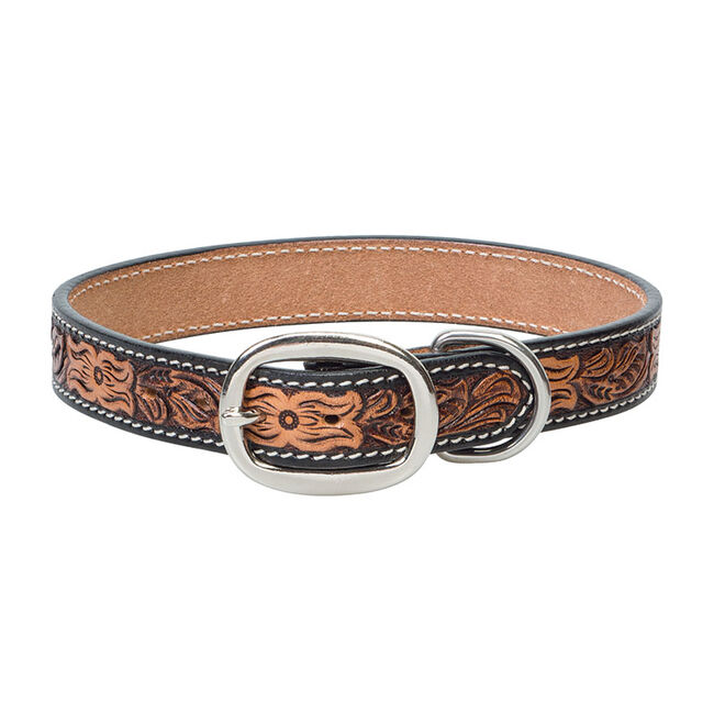 Weaver Pet Floral Tooled Dog Collar - Light Brown image number null