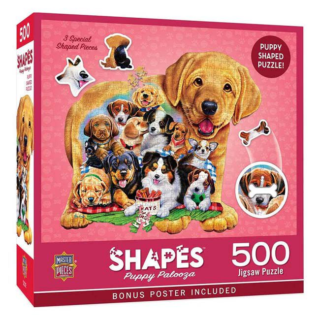 MasterPieces 500-Piece Shapes Puzzle - Puppy Palooza image number null
