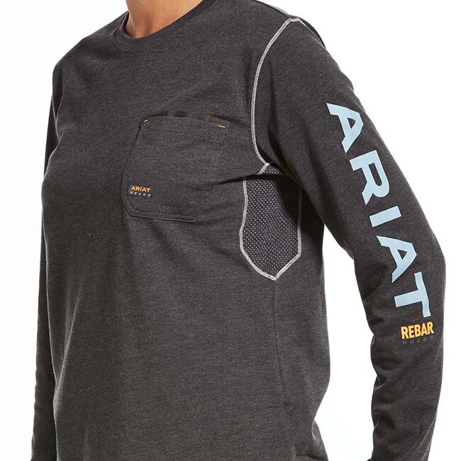 Ariat Women's Rebar Workman Logo Long-Sleeve T-Shirt - Charcoal Heather image number null