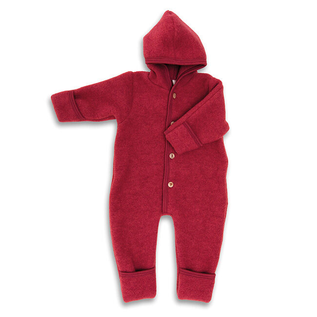 Engel Baby 100% Wool Fleece Hooded Suit with Wooden Buttons image number null