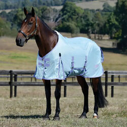 Saxon Mesh Sheet with Gusset Belly Wrap & Standard Neck - Stone Blue/Lavender