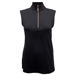 Tailored Sportsman Women's Sleeveless Icefil Zip Top Shirt - Black/Black/Rose Gold