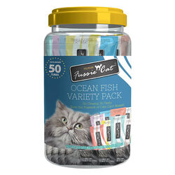 Fussie Cat Puree Treat 10-Flavor Variety Pack - Ocean Fish - 50 Count