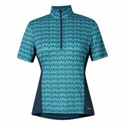 Kerrits Women's Always Cool Ice Fil Short Sleeve Shirt - Peacock Iron Bouquet/Lagoon