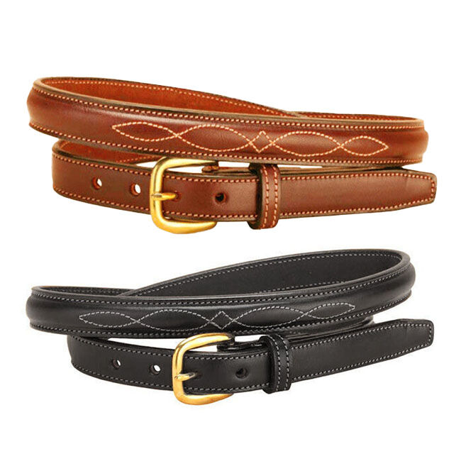 Tory Leather Raised Belt With Fancy Bridle Stitch - Black image number null