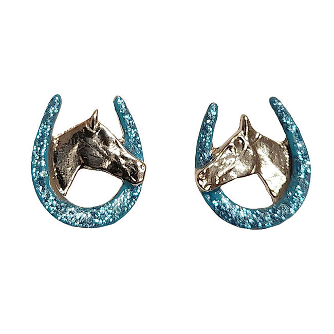 Finishing Touch of Kentucky Horse Head In Shoe Turquoise Glitter Earrings image number null