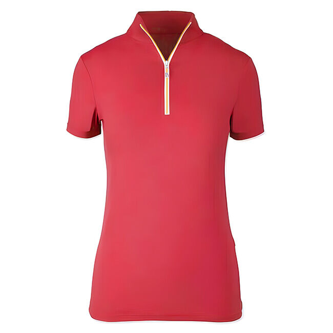 Tailored Sportsman Women's Short Sleeve IceFil Zip Top Shirt - Cherry/White/Gold image number null
