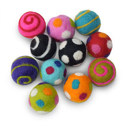 Kharma Cat 1.5" Wool Ball Cat Toy - Assorted Designs
