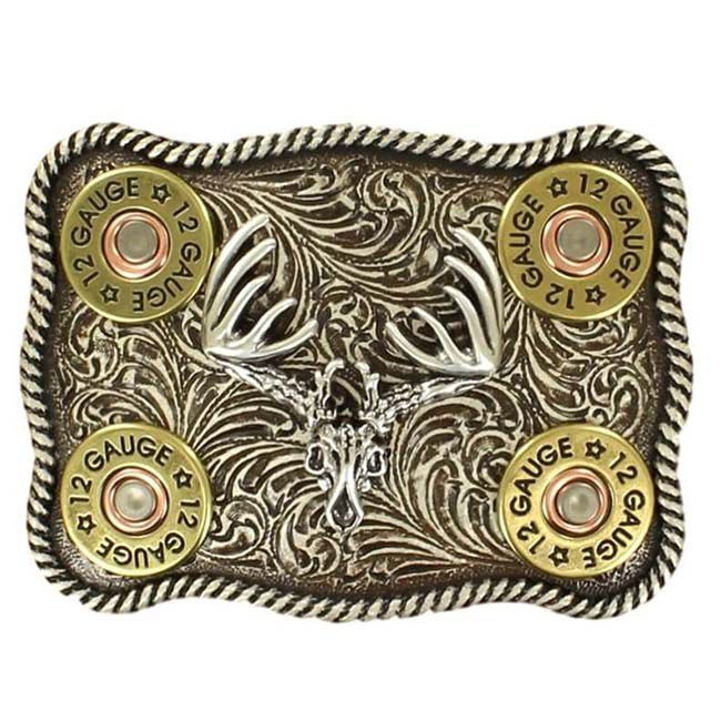 Nocona Men's Western Shotgun Shell Silver Belt Buckle image number null