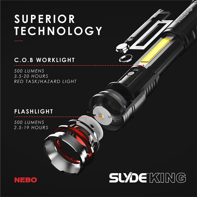 NEBO Slyde King Rechargeable 2-in-1 Work Light and Flashlight image number null