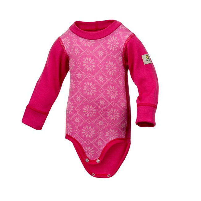 Janus Baby Wool Snowflake Bodysuit - Pink image number null