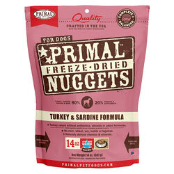 Primal Freeze-Dried Raw Nuggets Dog Food - Turkey & Sardine Recipe - 14 oz