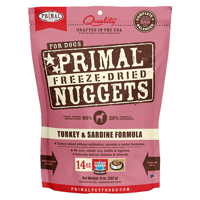 Primal Freeze-Dried Raw Nuggets Dog Food - Turkey & Sardine Recipe - 14 oz image number null