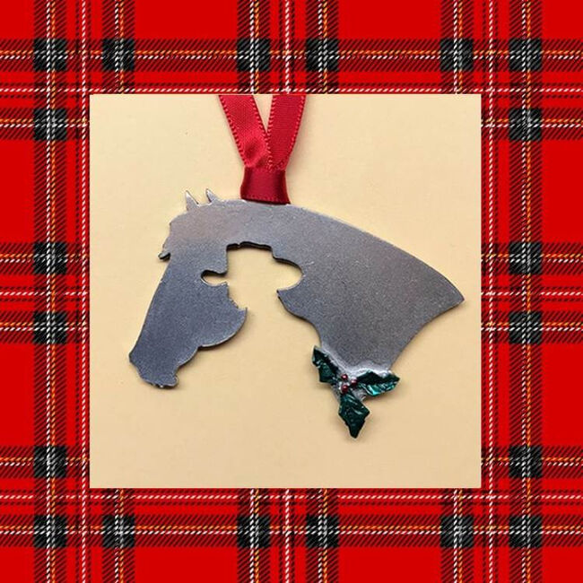 Loriece Western Rider Silhouette Pewter Christmas Ornament image number null