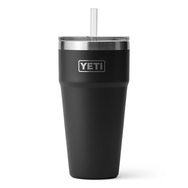 YETI Black Rambler 26 oz Stackable Cup with Straw Lid