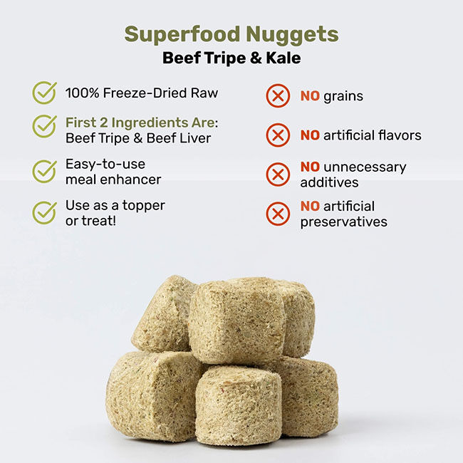 Badlands Ranch Superfood Nuggets Dog Food Topper - Beef Tripe & Kale Formula - 8 oz image number null