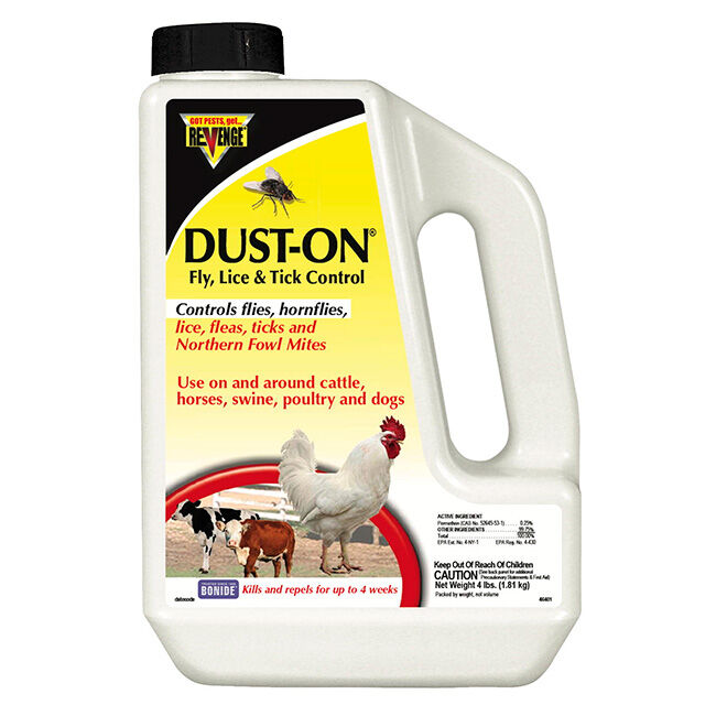 REVENGE Dust-On Fly & Lice Control Dust for Livestock, Poultry, Horses, and Dogs - 4 lb image number null