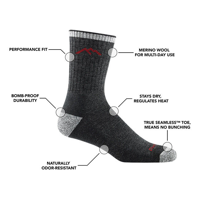 Darn Tough Men's Hiker Micro Crew Midweight Hiking Sock - Olive image number null