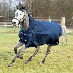 Horze Avalanche 1200D Lite Medium Turnout with Fleece and High Neck - Peacoat Dark Blue