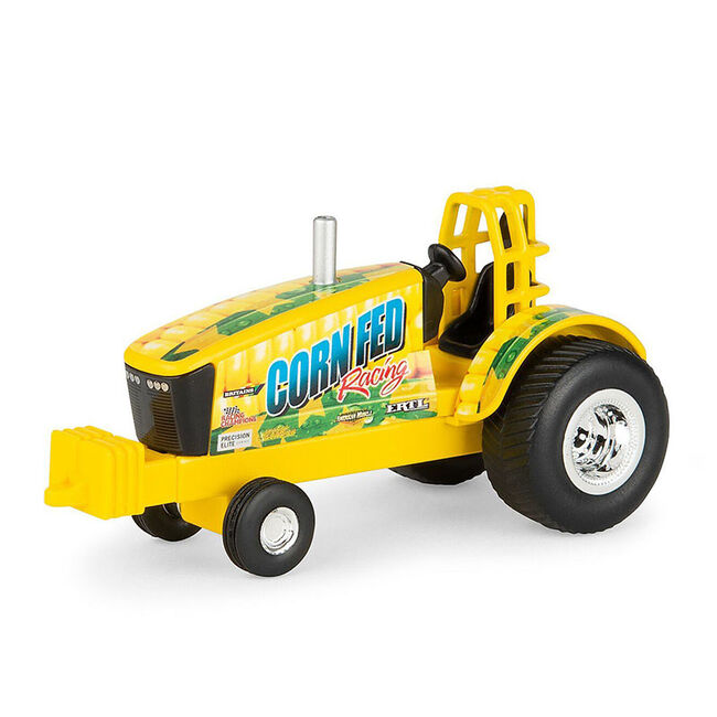 TOMY ERTL Collect N Play Corn Fed Racing Yellow Puller Tractor 1:64 Scale - Closeout image number null