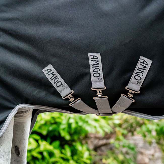Horseware Amigo Bravo 12 Plus Turnout (400g Heavy) -Black/Titanium Grey & Silver image number null