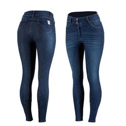 Horze Women's Kaia Highwaist Denim Silicone Full Seat Breech