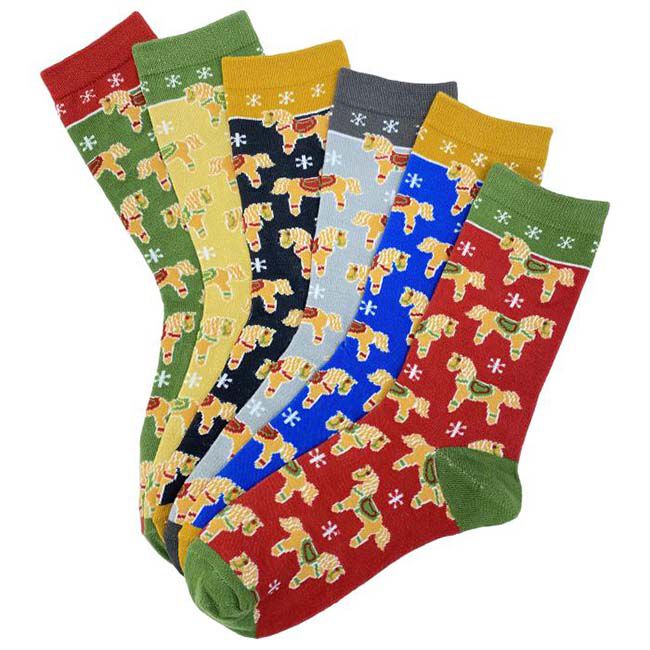 Kelley and Company Adult Crew Socks - Gingerbread Horse - Assorted Colors image number null