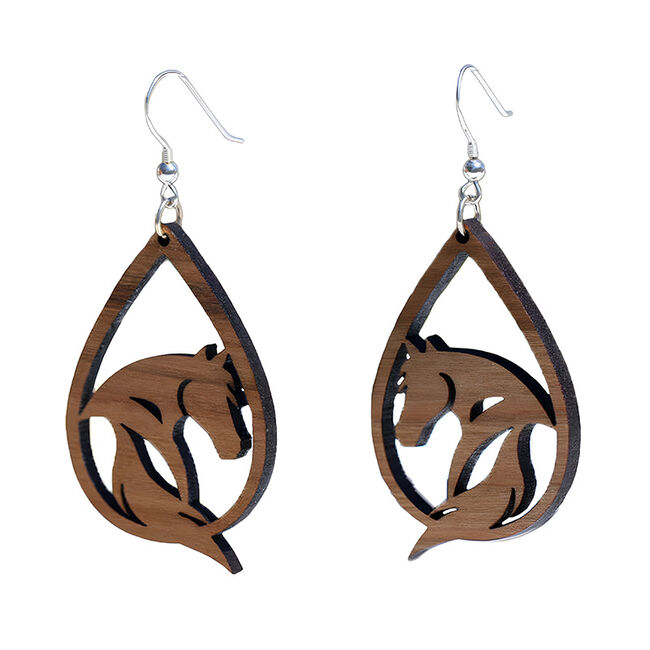 Classy Equine Earrings - Abstract Horse - Cherry Hardwood image number null