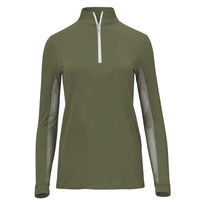 Tailored Sportsman Women's Long Sleeve IceFil Zip Top Shirt - Army/White/Silver image number null