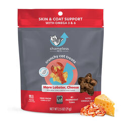 Shameless Pets Crunchy Cat Treats - Skin & Coat Support with Omega 3 & 6 - More Lobster, Cheese with Real Tuna, Lobster, and Cheese