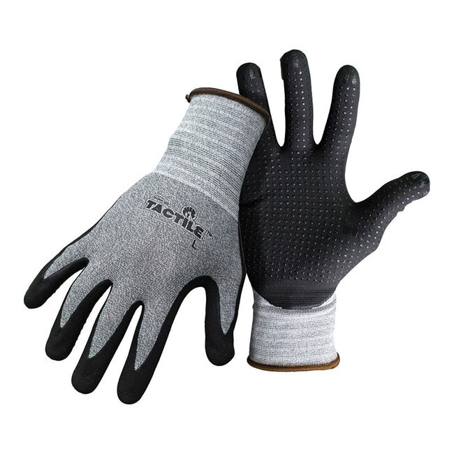 Boss Tactile Dotted & Dipped Nitrile Palm & Fingers Gloves - Black/Gray image number null