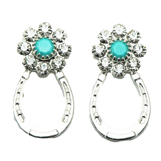 Finishing Touch of Kentucky Earrings Crystal Flower & Horseshoe