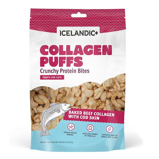 Icelandic+ Collagen Puffs Crunchy Protein Bites for Cats - Baked Beef Collagen with Cod Skin - 0.5 oz image number null