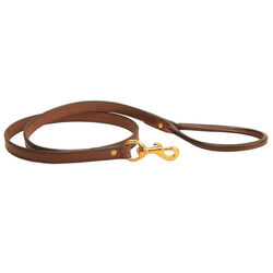 Tory Leather Rolled Handle Dog Lead with Brass Hardware - Havana