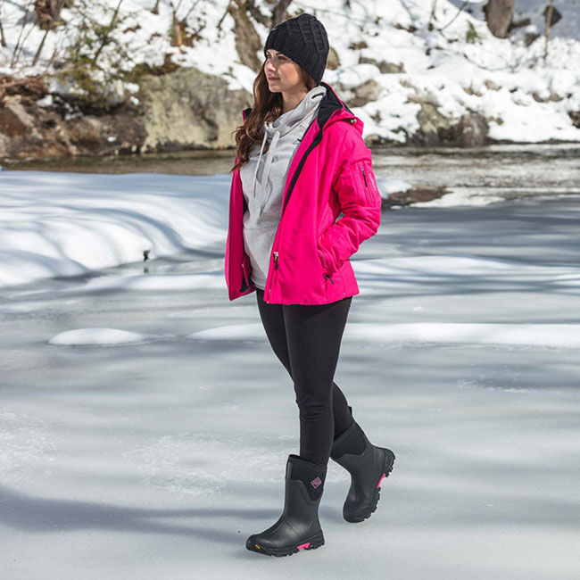 Muck Boot Company Women's Arctic Ice Mid Boot with Vibram Arctic Grip AT - Black/Pink image number null