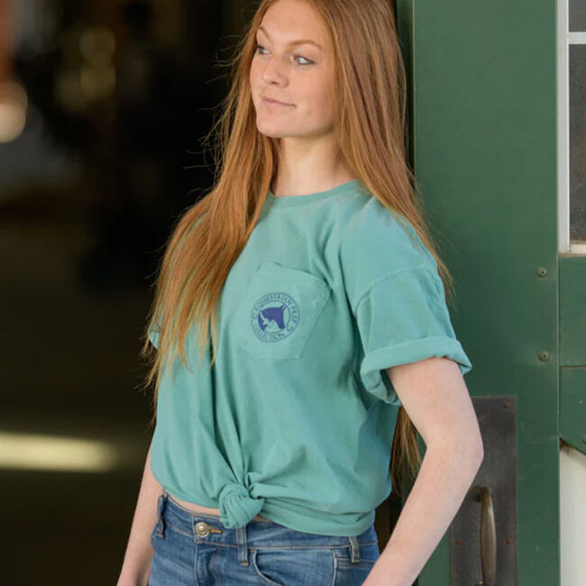 Equestrian Prep Collection Women's Short Sleeve Tee - I'd Rather Be Jumping - Seafoam image number null