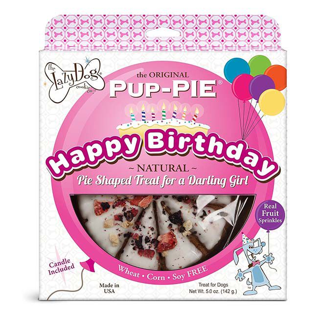 The Lazy Dog Cookie Co. Original Pup-Pie - Happy Birthday - Pie-Shaped Treat for a Darling Girl image number null