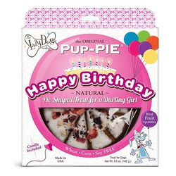 The Lazy Dog Cookie Co. Original Pup-Pie - Happy Birthday - Pie-Shaped Treat for a Darling Girl