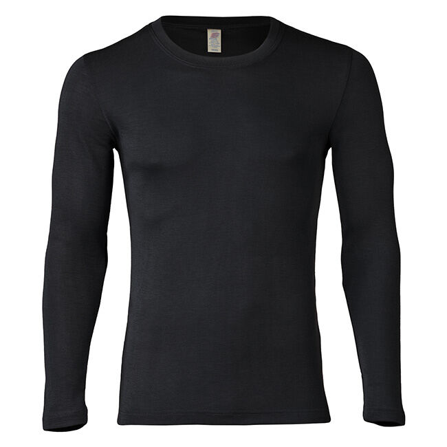 Engel Men's Wool/Silk Blend Long-Sleeve Shirt - Black image number null